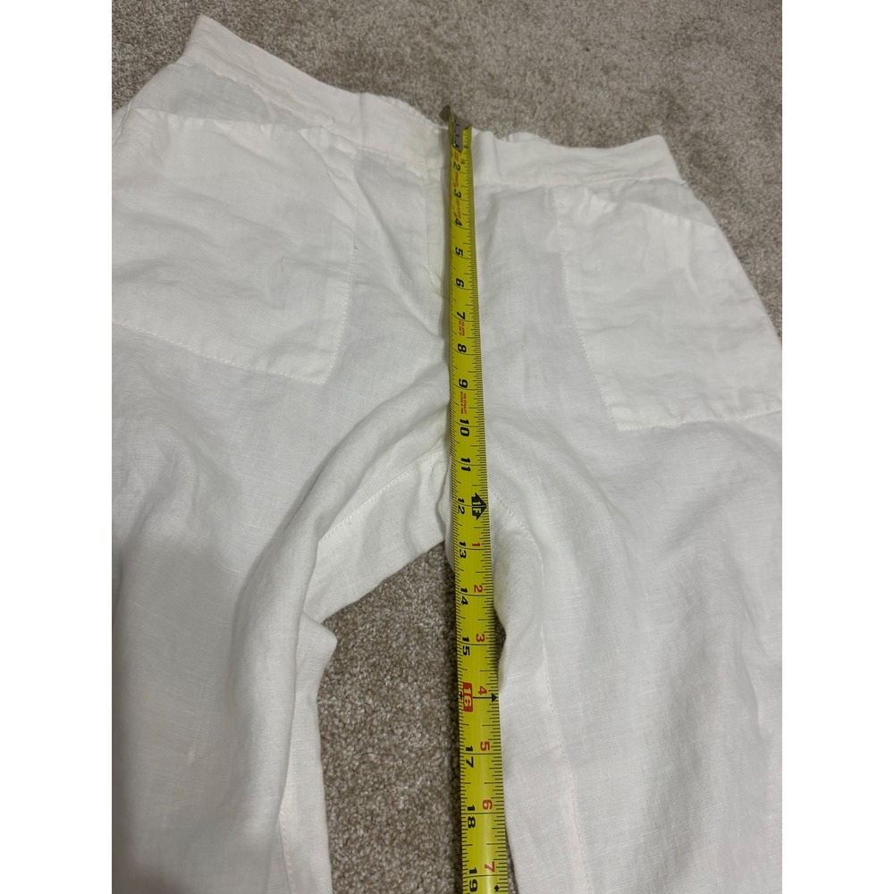 Chicos White 100% Linen Wide Leg Pants Elastic Back Size 0 Regular - Picture 9 of 10